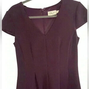 Eliza J Purple Fit & Flare Pleated Cocktail Dress Size 6 Cap Sleeves